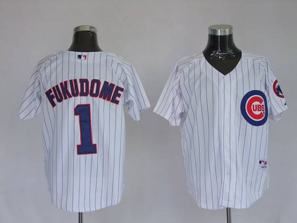 Cubs #1 Kosuke Fukudome Stitched White MLB Jersey - Click Image to Close